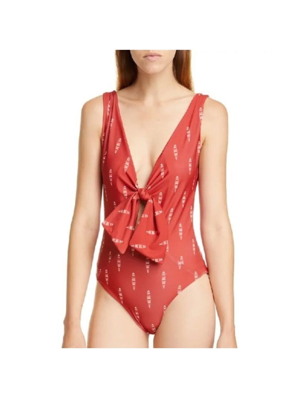 JOHANNA ORTIZ Boat Print Tie Front Swimsuit
